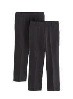 Boys Charcoal Half Elastic School Trouser 2 Pack