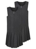 Grey Drop Waist School Pinafore Dress 2 Pack