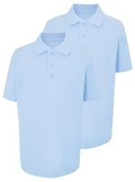 Light Blue Short Sleeve School Polo Shirts 2 Pack